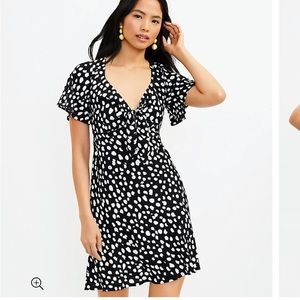 NWT Loft Dotted Tie-Front Dress - Petite Small